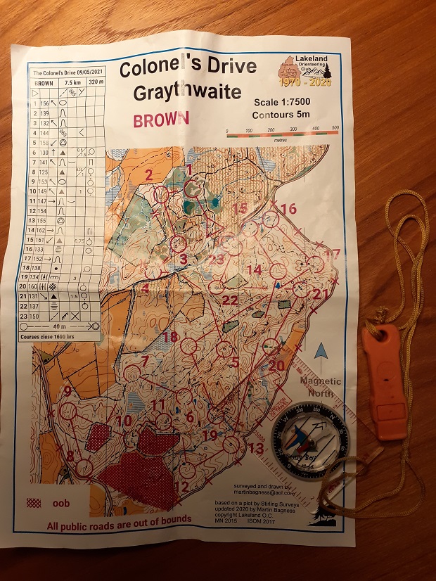 Orienteering map and compass