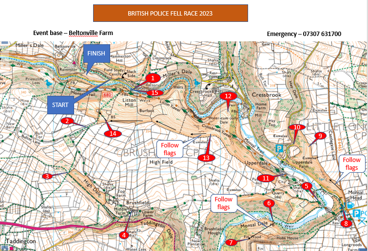 Fell Race Map 2023 - Monsal Dale